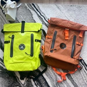 Adidas by Stella McCartney Neon Yellow and Burnt Orange Roll-Top Backpacks Duo